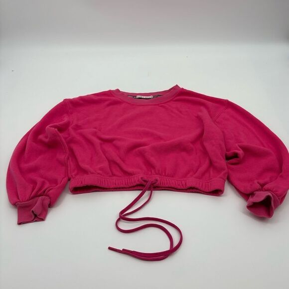 Alice Olivia Womens Pink Bernetta Drawstring Waist Cropped Sweatshirt Sz small - Picture 4 of 7